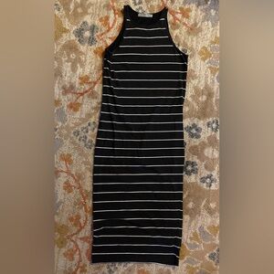 Athleta black striped slinky midi tank dress XXS